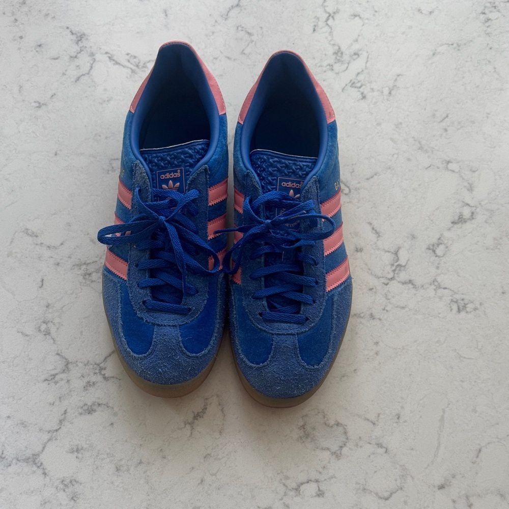 Adidas Vibrant Blue with Pink Stripes Shoes